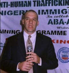 Reed speaking at an anti-human-trafficking training, Nigeria 2008